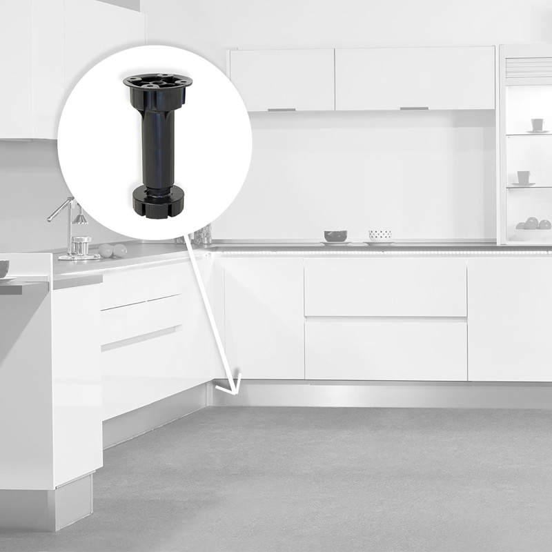 Kit 4 piedini per mobile cucina, con molle per il fissaggio dello zoccolo