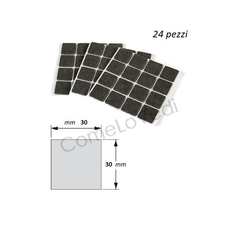 24 Feltrini adesivi quadrati per mobile, in lana marrone