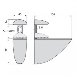 2 Supporto Pellicano per mensola in legno o vetro, spessore da 5 a 32mm