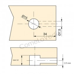 20 giunzioni per mobili ad eccentrico, diametro 15mm. Lungo12,5mm per pannelli di spessore 16mm