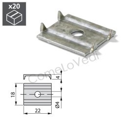 Fermaschienale per armadi, rettangolare, 18 x 22 mm, in acciaio zincato, 20 pezzi