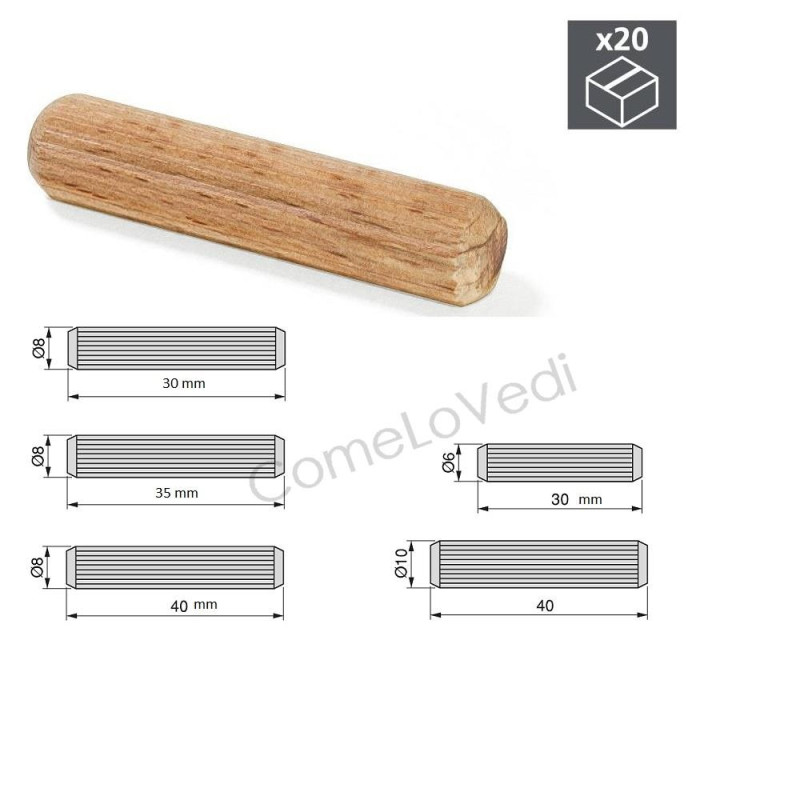 Spine in legno di varie misure - 20 PZ