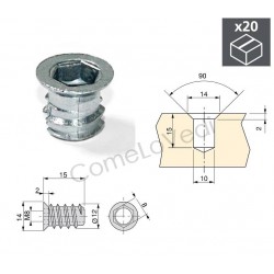 Bussola con esagono, filetto M6 oppure M8, 20 pezzi