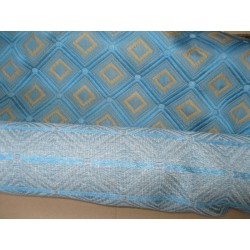 Tessuto rasato geometrico, anni 70, rombi turchese beige , stoffa per arredamento, bricolage, borse