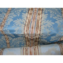 Tessuto in cotone leggero, azzurro righe damascato, stoffa per arredamento, bricolage, borse
