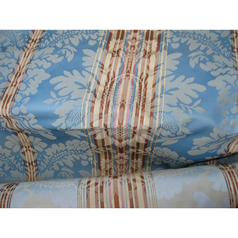 Tessuto in cotone leggero, azzurro righe damascato, stoffa per arredamento, hobby creativi cm 50x50