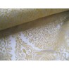 Tessuto raso grigio chiaro/argento ricamo giallo, stoffa per arredamento, bricolage, cm 50x50