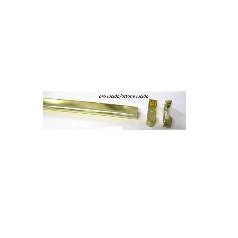 Tubo ovale per armadio cm 100 con supporti, colore oro, sezione 30x15mm