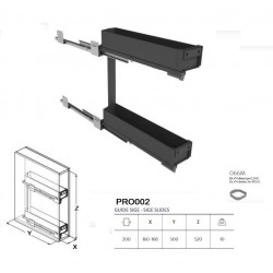 Portabottiglie estraibile per base da 20 cm, fissaggio a sinistra, ammortizzato