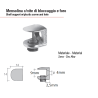 4 supporti a morsetto per ripiani in vetro di spessore 9mm, colore nichel