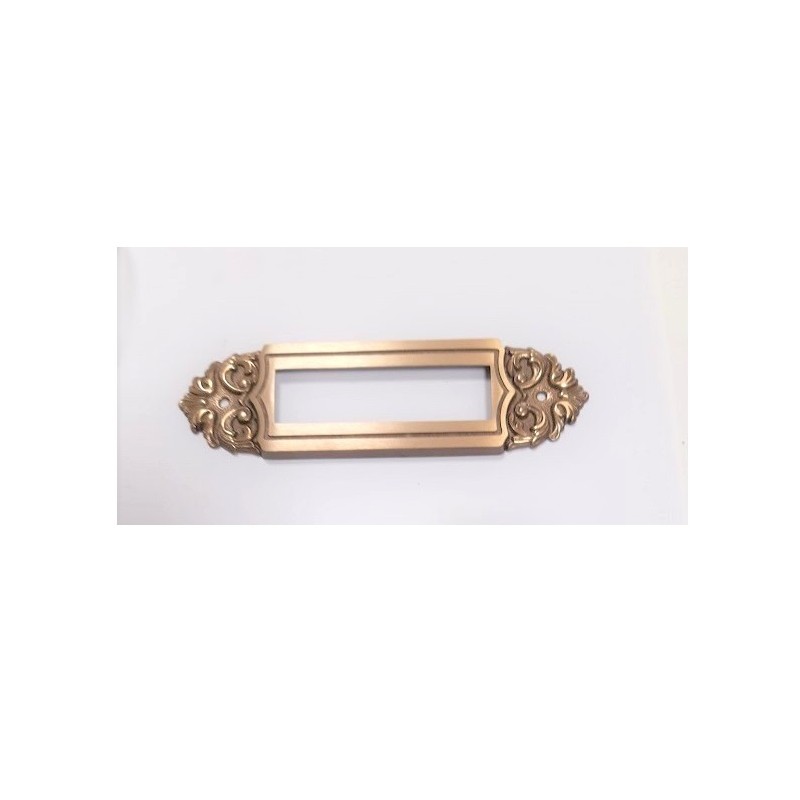 Targhetta portanome in stile, ottone bronzato cm15x4,3