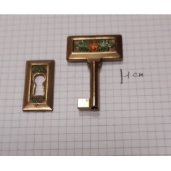 Chiave per mobile con bocchetta, N13 verde/oro lunghezza gambo 30 mm