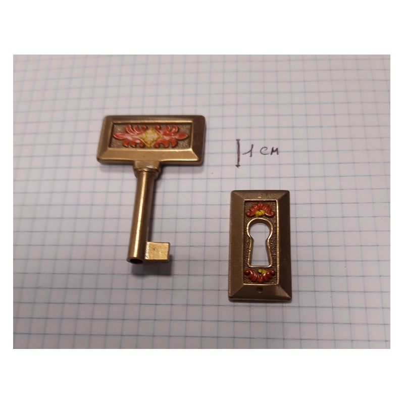 Chiave per mobile con bocchetta, N16 arancio/oro lunghezza gambo 30 mm