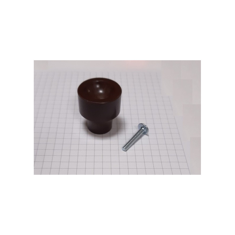 Pomolo per mobile marrone in plastica, diametro 32mm, altezza 34mm