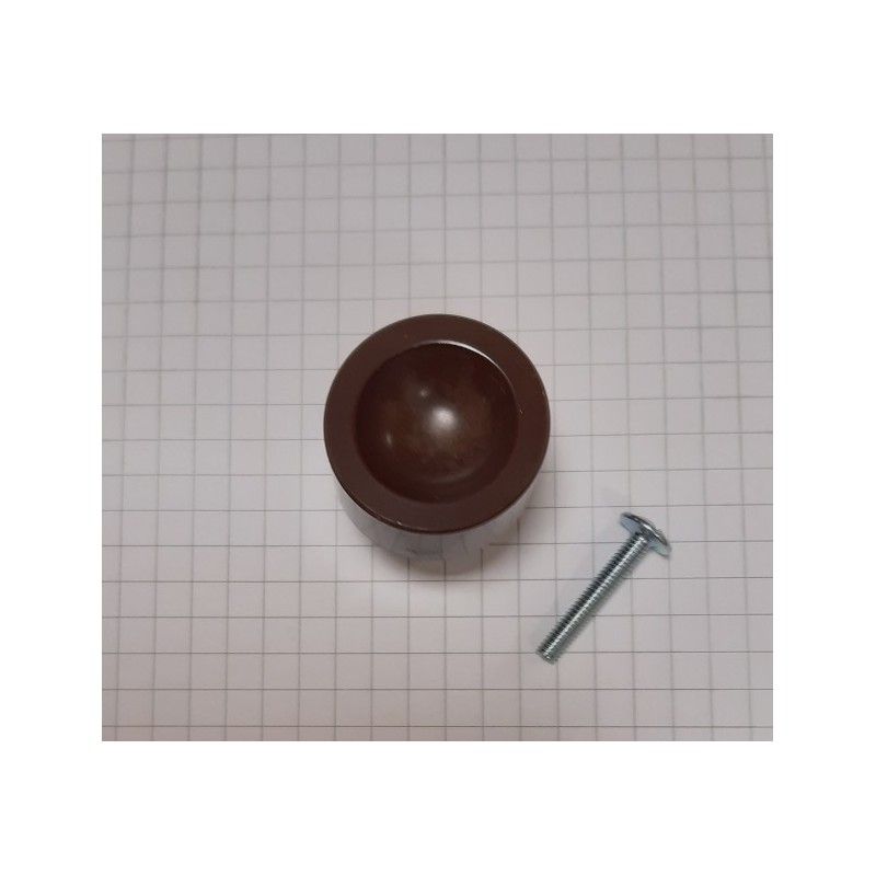 Pomolo per mobile marrone in plastica, diametro 32mm, altezza 34mm