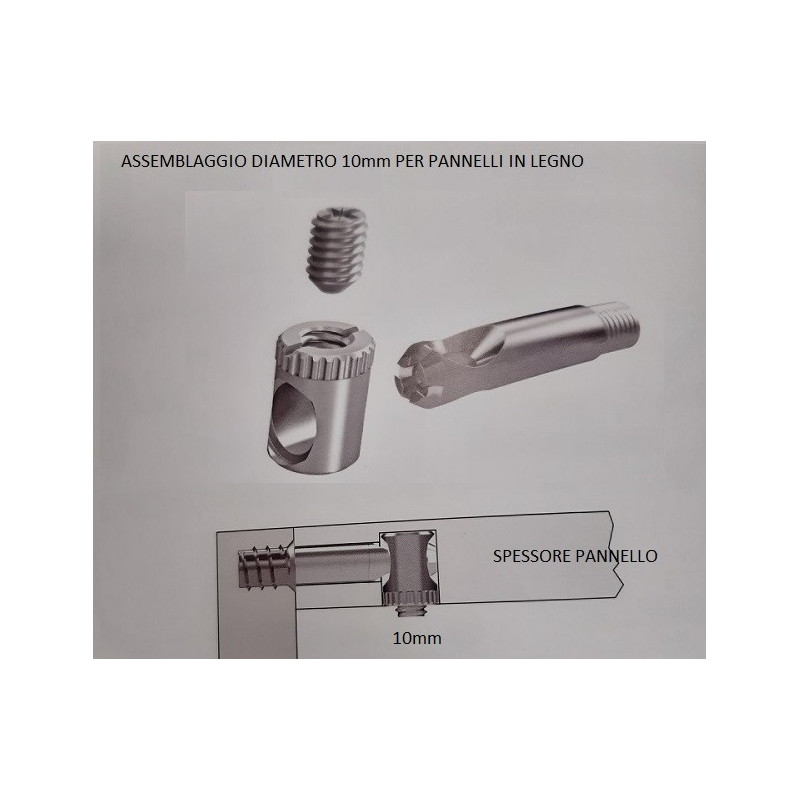4 set GIUNZIONE PER MOBILE a barilotto diametro 10mm, alto 17,5mm