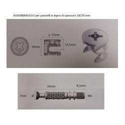 4 set GIUNZIONE PER MOBILE ad eccentrico diametro 15mm, alto 19mm