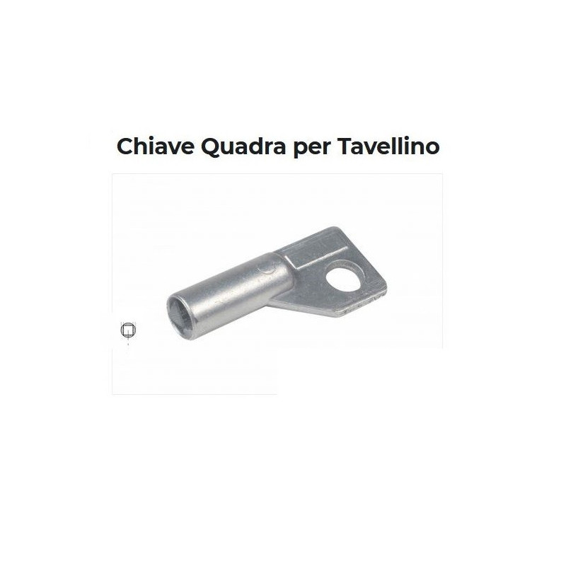 Chiave per tavellino, portello contatore, impronta quadra in metallo