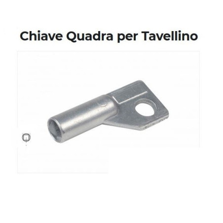 Chiave per tavellino, portello contatore, impronta quadra in metallo