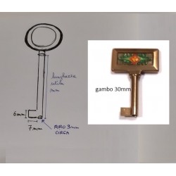 Chiave per mobile con bocchetta, N13 verde/oro lunghezza gambo 30 mm