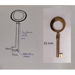 Chiave per mobile N18, lunghezza gambo 32 mm, in ottone oro lucido