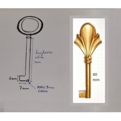 Chiave per mobile N3, lunghezza gambo 40 mm, in ottone oro lucido/satinato