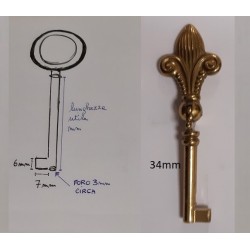 Chiave per mobile N17, lunghezza gambo .. mm, in ottone oro lucido