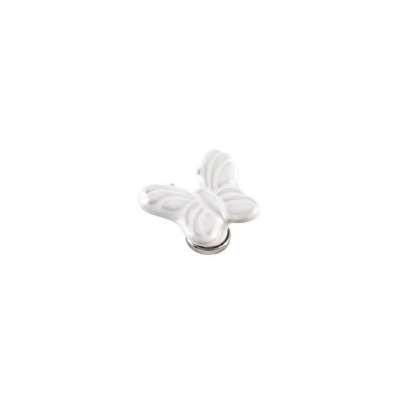 Pomolo per mobile in ceramica bianca, farfalla mm 45x50xh.30
