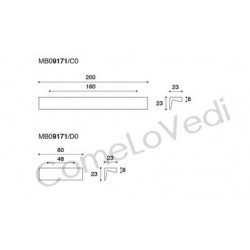 Maniglia per mobili Confalonieri MB09171, nero opaco, disponibile in 2 misure