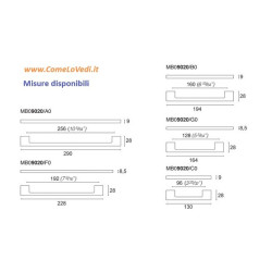Maniglia per mobile cucina soggiorno armadio Confalonieri 9020 nichel satinato, interasse fori disponibili mm 160 e 192
