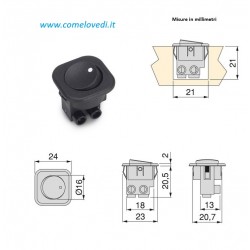 Interruttore da incasso 12 Volt, in plastica di colore grigio oppure nero