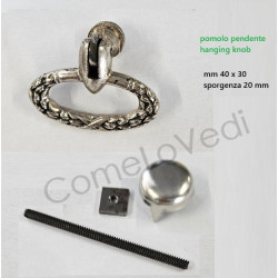 Maniglia pendente in ottone stile impero art.01, colore argento invecchiato