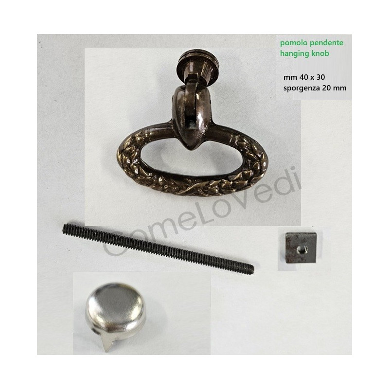 Maniglia pendente in ottone stile impero art.01, colore bronzo