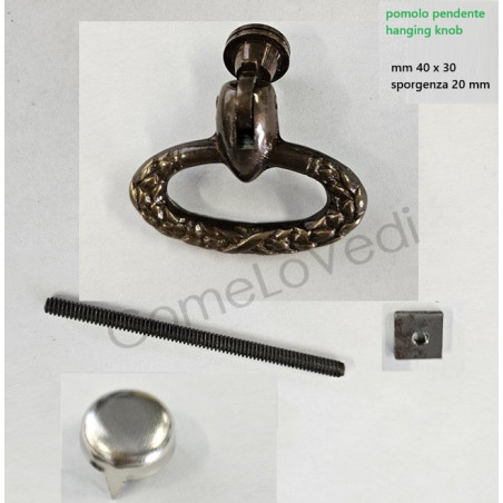 Maniglia pendente in ottone stile impero art.01, colore bronzo