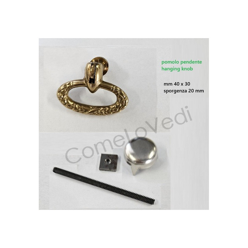 Maniglia pendente in ottone stile impero art.01, colore oro
