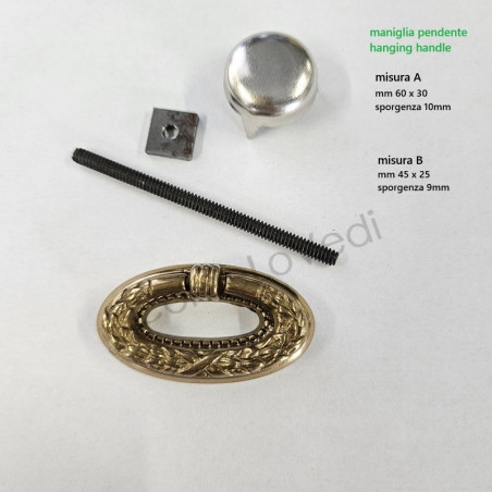 Maniglia pendente in ottone stile impero art.04, colore oro, scegliere misura