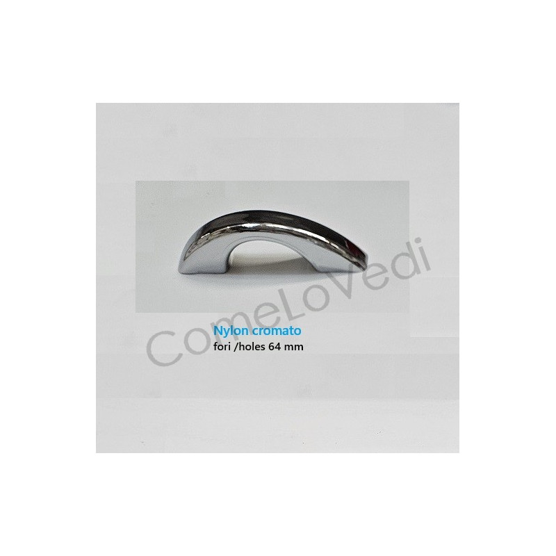 Maniglia per mobile in nylon, cromo lucido, interasse fori 64mm