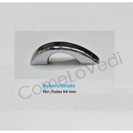 Maniglia per mobile in nylon, cromo lucido, interasse fori 64mm