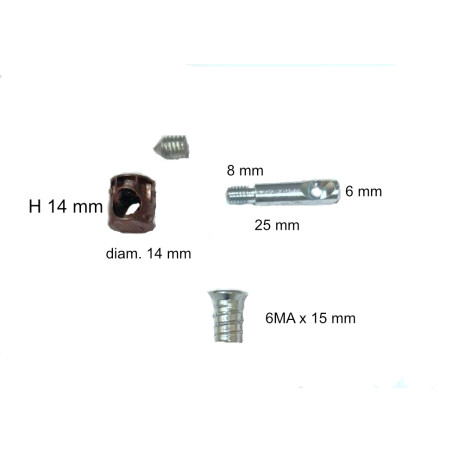4 set GIUNZIONE PER MOBILE a barilotto diametro 14mm, alto 14mm