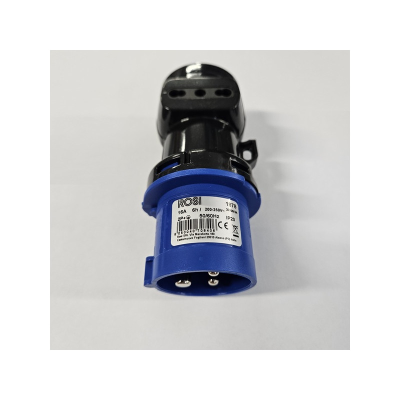 Adattatore INDUSTRIALE BLU 3P 220-250V 16A - domestico triplo BIPASSO 16A