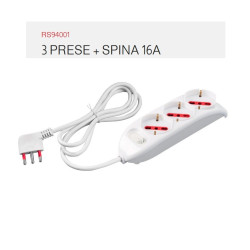MULTIPRESA CON INTERRUTTORE 3 BIPASSO+SHUKO, CAVO CM 150 SPINA 16A