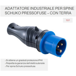 adattatore industriale per elettroutensili, da spina shuko ad industriale blu 3P
