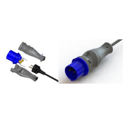 adattatore industriale per elettroutensili, da spina shuko ad industriale blu 3P