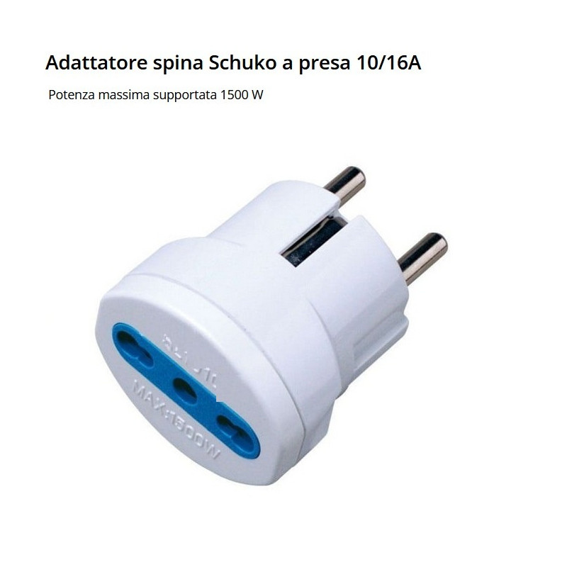 Adattatore da spina 10A piccola o 16A grande a presa shuko