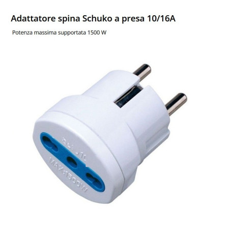 Adattatore da spina 10A piccola o 16A grande a presa shuko