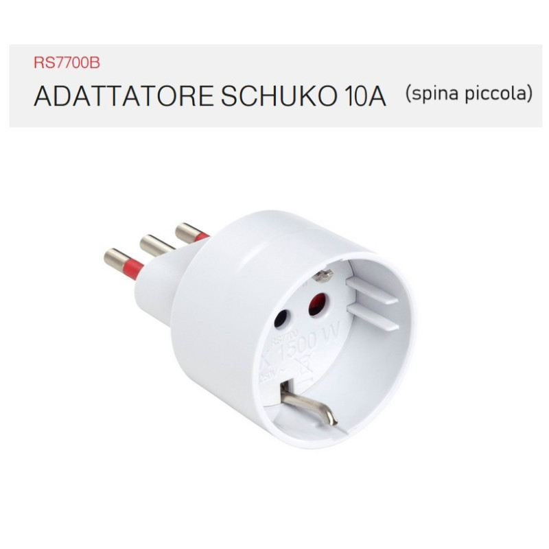 Adattatore da spina shuko tedesca a presa piccola 10A