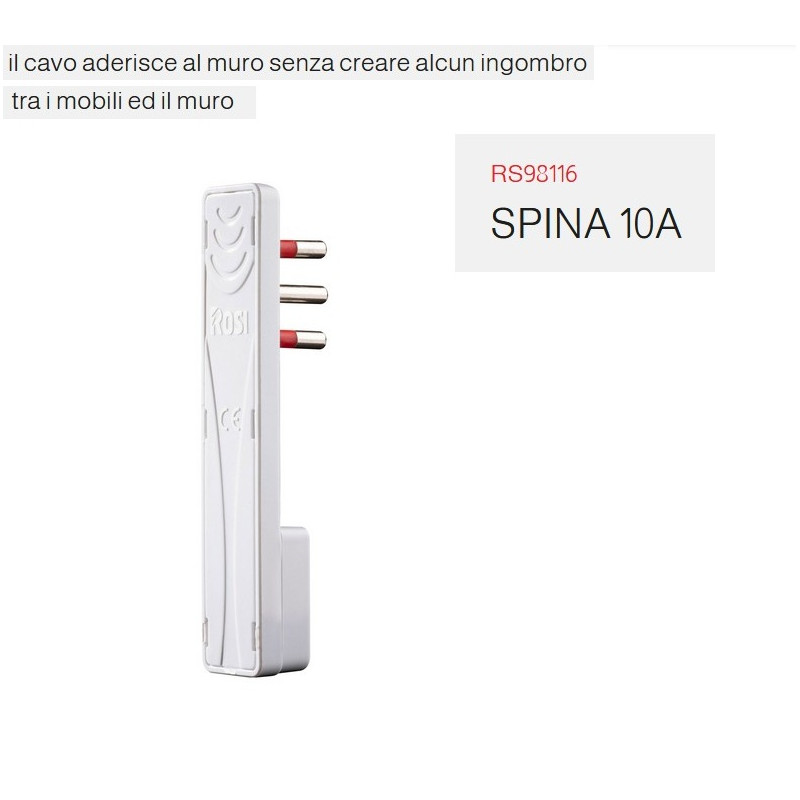 Spina salvaspazio ultrasottile a 90° da 10A (piccola)