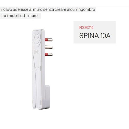 Spina salvaspazio ultrasottile a 90° da 10A (piccola)