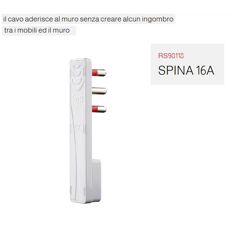 Spina salvaspazio ultrasottile a 90° da 16A (grande)