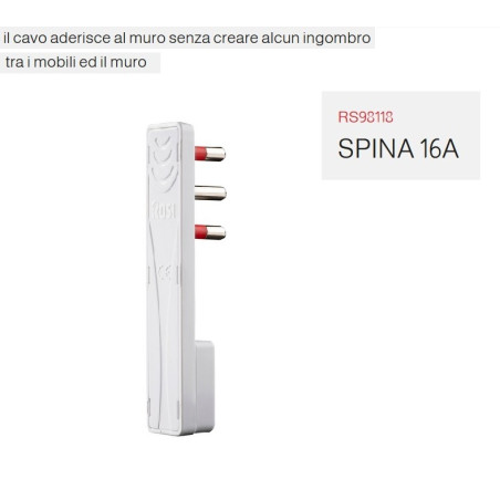 Spina salvaspazio ultrasottile a 90° da 16A (grande)